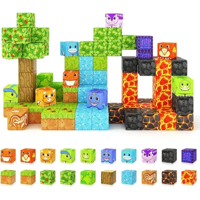 Dinosaur Toys Magnetic Blocks - Build Mine Magnet World Dinosaur Adventure Set, Magnetic Building