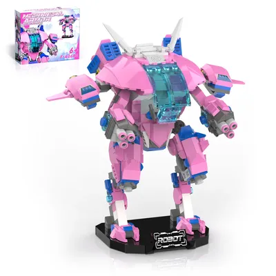 Pink Robot Building Blocks Set, Tank Hero Action Figure Model Building Kit, Great Gift For Fan,