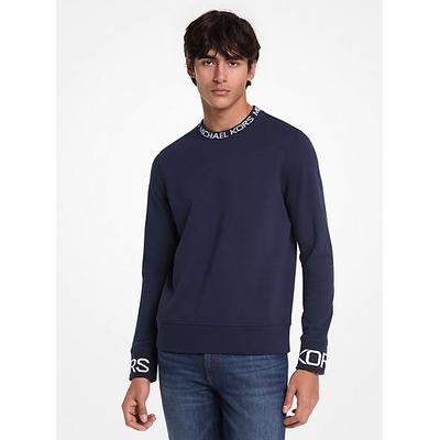Michael Kors Logo Trim Cotton Blend Sweatshirt Blue M