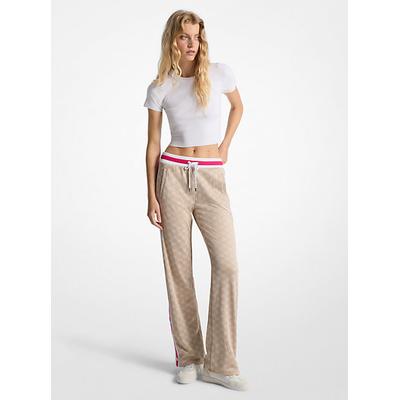 Michael Kors Logo Jacquard Knit Side-Snap Track Pants Natural L