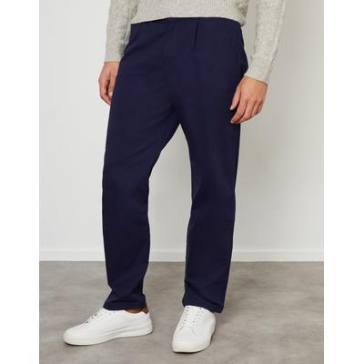 Threadbare Men's Navy Straight Leg Pleated Chino Trousers