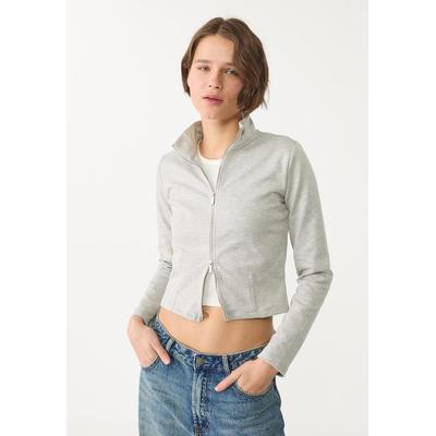 Stradivarius Fitted sweatshirt with zip Grey melange XL