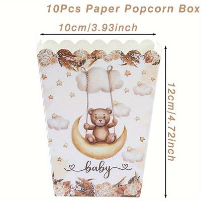 TEMU 10-pack Paper Popcorn Boxes With - Multipurpose Snack Containers For Baby Shower, Birthday, Gender Reveal, Wedding Party Favors And Decorations Image