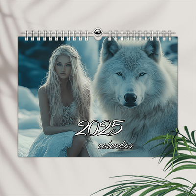 TEMU Featuring Beauty And The Wolf, Made Of Sturdy Paper, Includes Date Notifications, Showcases 12 Months, Home Decor, Party Favors, And Great As New Year Presents. Image