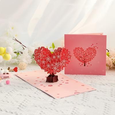 TEMU 1pc 3d Pop-up Flower , Style Paper Craft, Floral Theme, Floor Mount, With Envelope And Label, For Valentine's Day, Day, Birthdays, Anniversaries, 15x15cm Image