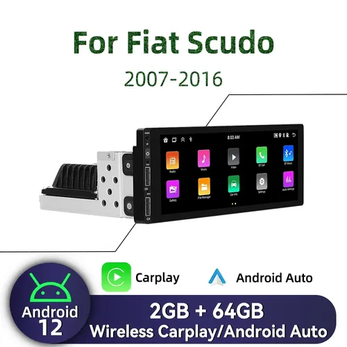 Autoradio Android pour Fiat Scudo 2007-2016, Carplay, Stéréo, 6.9 Pouces, Unité Principale de Limitation de Voiture, Navigation GPS, 1 Din