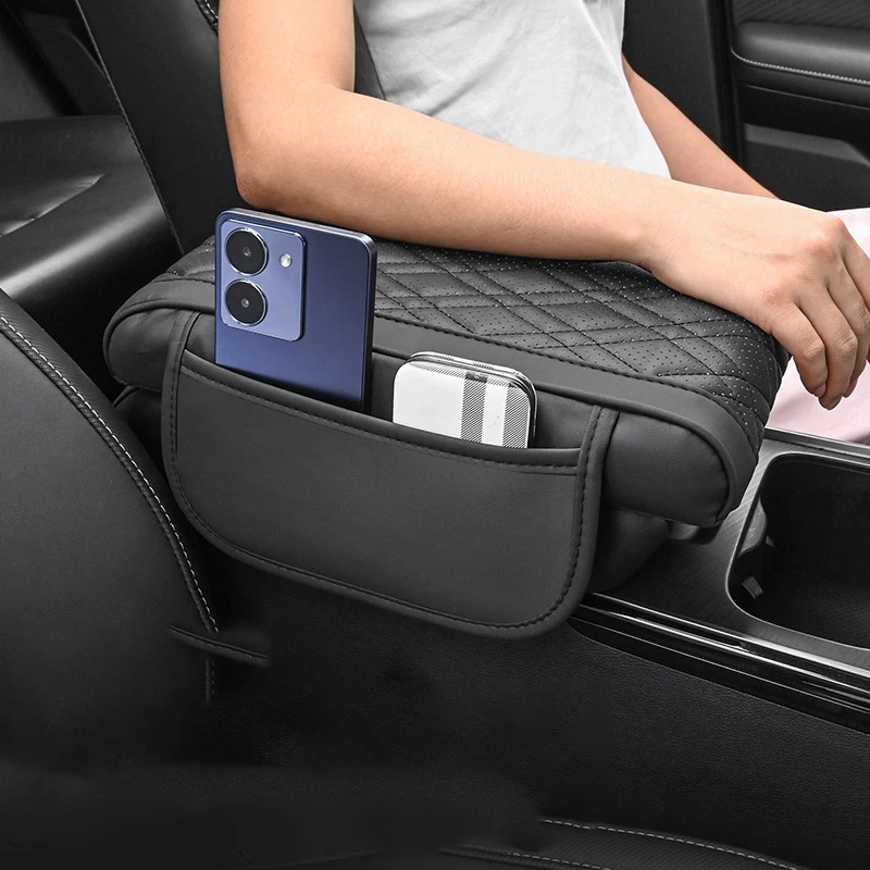 Auto Armlehne Box Erhöhen Pad Atmungsaktive Zentrale Armlehne Erhöhen Höhe Multifunktionale Lagerung Erweiterte Auto Schutzhülle Image
