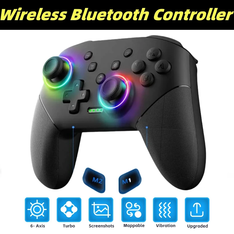 Wireless Controller RGB Für Nintendo Switch OLED/Lite Konsole Pro Gamepad mit 600/1000Mah Batterie Programmierbare Turbo Funktion Image