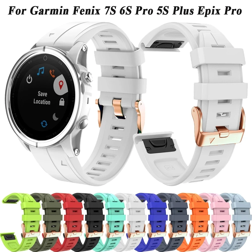 20mm Roségold Schnalle Uhren armband für Garmin Ansatz S70 Epix Gen Pro 2 (42mm) Fenix 7s 6s Quick fit Silikon Armband Armband Image