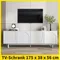 Meuble TV Moderne et Luxueux Blanc, 175x38x56 cm, Plaques d'Insertion Réglables, Meuble de Rangement