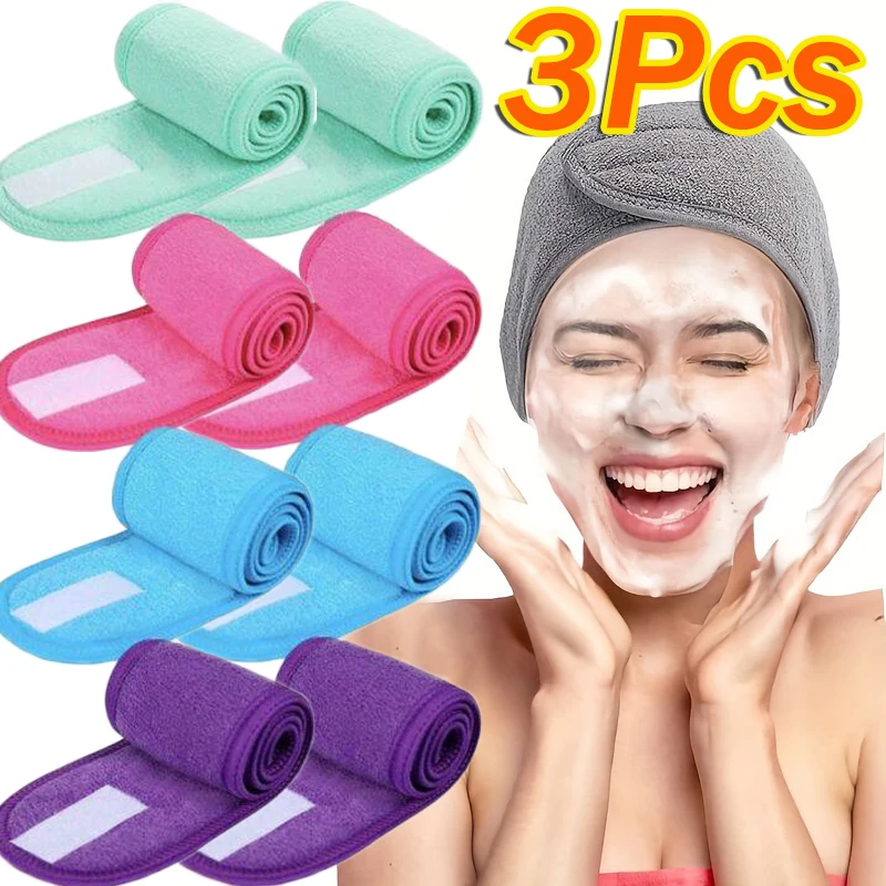 Verstellbares Kopfband für Damen, Spa, breites Haarband, Yoga, Bad, Dusche, Make-up, Gesicht waschen, kosmetisches Stirnband, weiches Frottee-Haar-Accessoire Image