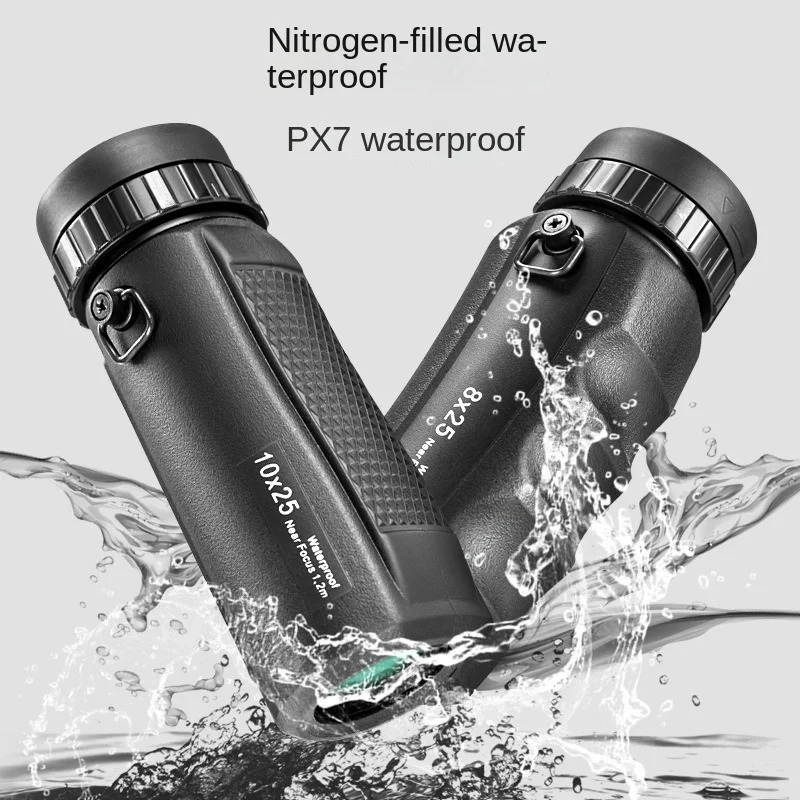 Leistungsstarkes Mini 8X25 10X25 Monokular-Teleskop HD Tragbares IPX7 wasserdichtes SMC-beschichtetes Outdoor-Taschen-Kompaktfernglas für den Tourismus Image