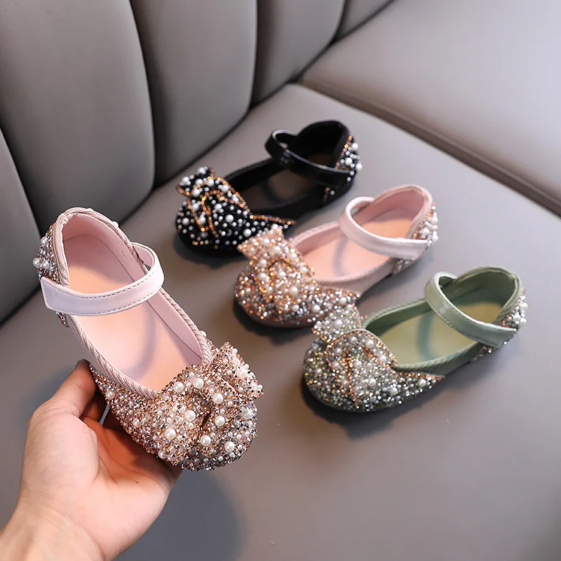 Kinder Mädchen Sandalen Mode Pailletten Strass Bogen Mädchen Prinzessin Baby Mädchen Schuhe Kinder Flache Sandalen Größe 21-36