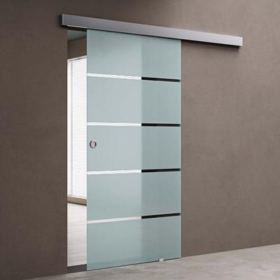 doporro Design Glasschiebetür 90 x 205 cm 15mm Wandabstand Schiebetür mit ESG-Sicherheitsglas Image
