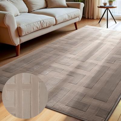 Designteppich ELLE DECORATION "Onyx", beige (beige creme), B:200cm H:9mm L:280cm, Polypropylen, Teppiche, Wohnzimmer, Schlafzimmer, Läufer, Hoch-Tief Effekt, Flur, Glanz Image