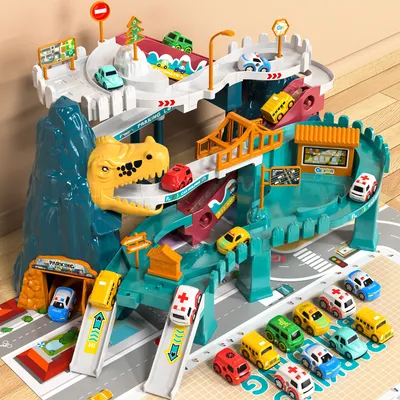 Boys Dinosaur Race Track Playset - Dinosaur Rolling Hill car Track, Car Ramp Track Toys Toys