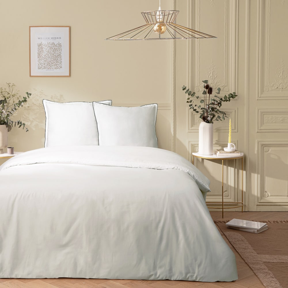 Parure de lit 2 personnes en satin de coton unie 240x220cm