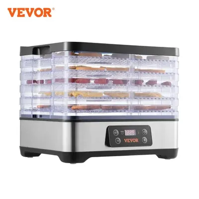 VEVOR 5 Tray Food Dehydrator Machine 300W Stainless Steel Electric Food Dryer w/ Digital Adjustable