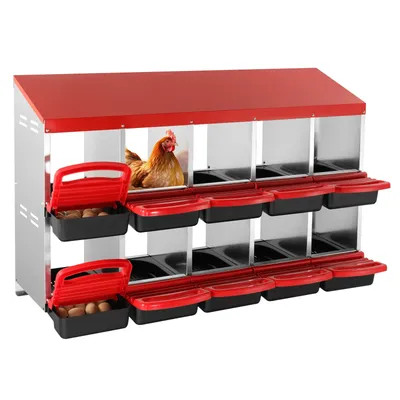 SucceBuy Chicken Nest Box 30 to 45 in Stable & Corrosion-Resistant Mental Nesting Boxes with Inclined Nesting Boxes Bottom Holes