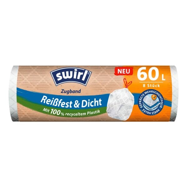 Swirl 8 Müllbeutel mit Zugband 60 L weiß weiß