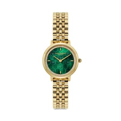 Olivia Burton Honey Comb Ultra Slim Watch, 28mm - Green/Gold