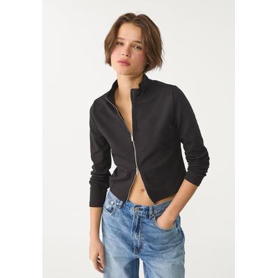 Stradivarius Fitted sweatshirt with zip Black S