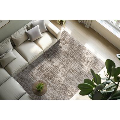 Teppich OBSESSION "My Bella 235", grau (taupe), B:200cm H:13mm L:290cm, Polyester, Teppiche, modernes abstraktes Design, Hoch-Tief Effekt, mit Fransen Image