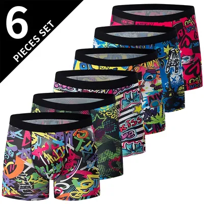 6-teilige Herrenmode-Druck-lange Unterwäsche für Teenager bis Erwachsene, bequeme Sport-Boyshort in Image