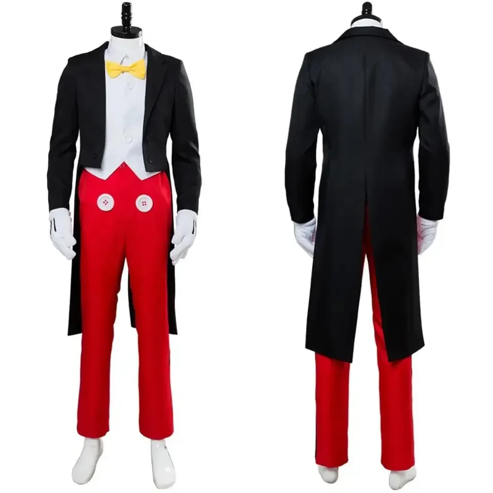 HEIßER Disney Mickey Cosplay Kostüm Erwachsene Männer Smoking Abendessen Kleidung Voller Anzug Uniform Halloween Cosplay Zauberer Kostüm Image