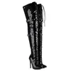 Rot Schwarz Nachtclub Party Queen Stiefel Overknee Stiefel High Heels Frauen Elastische Stiefel Sexy Plus Größe Stiletto Ferse Schuhe