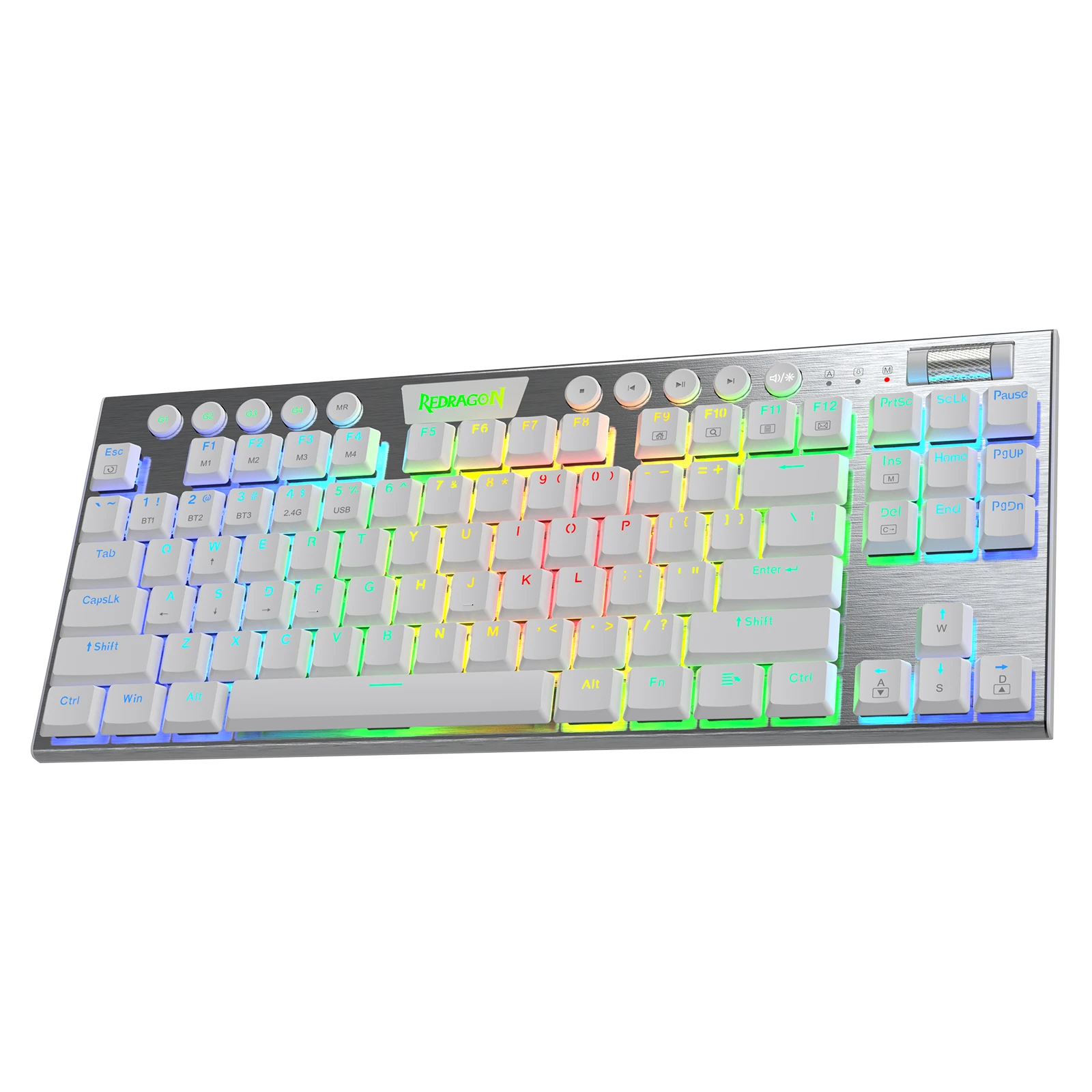 Redragon K621 Horus TKL Kabellose mechanische RGB-Tastatur mit niedrigem Profil, kabelgebunden, 80 % ultradünn, Bluetooth-Schalter in Rot/Braun/Blau Image