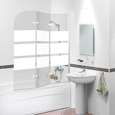 Badewannenaufsatz faltbar Klar nano Glas esg 6mm Duschabtrennung für Badewannen 3-teilig faltbar Image
