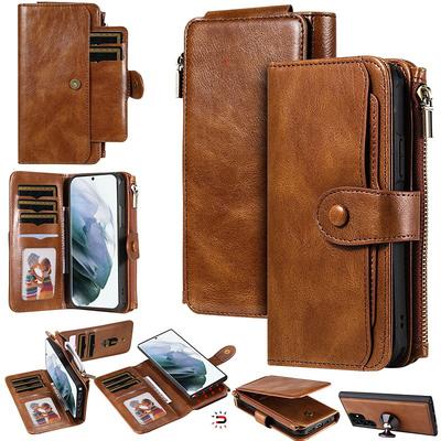 Phone Case For Samsung Galaxy S25 S24 S23 S23 FE S22 S21 Ultra Plus S20 Wallet Case Detachable Magnetic Zipper Retro TPU PU Leather
