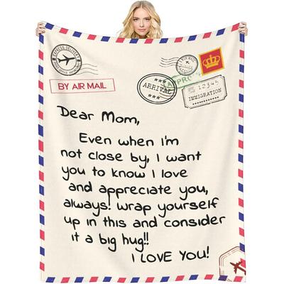 Mother's Day Themed Blanket Soft Cozy Gift for Mom Floral Heart Print Plush Throw Blanket Perfect for Mother's Day Gift Soft Fleece Material for Sofa Bed Decor Machine Washable