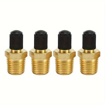 TEMU 4pcs Schrader Valve 1/4inch Npt Male Brass Schrader Valves With Standard Valve Core For Air Compressor Tanks Image