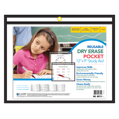 C-Line Reusable Dry-Erase Pockets, 9