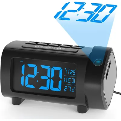 180 ° Projektion Wecker Radio Funktion Snooze Modus Elektronische Digital Wecker USB Lade Schlafzimmer Nachttisch Uhr