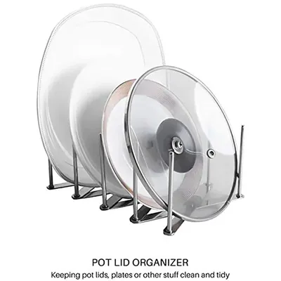 1PC Pan Lid Organizer Pot Plates Dishes Rack Holder Reusable Containers Shelf for Serving Trays Dish Plate Dish Drying Dish Rack