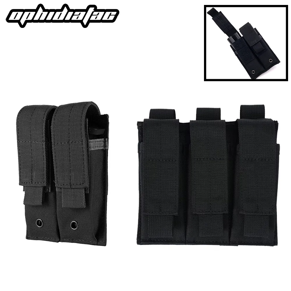 OPHIDIAN 9mm pochette pour magazines simple Double pochette pour magazines extérieur Molle pochette pour magazines à dessus ouvert pour M1911 92F lampe de poche Ba