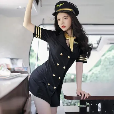 Polizei Frauen Cosplay Kostüme Anime Rollenspiel Halloween Outfits Sexy Stewardess Dessous Kleid Bühne Flugbegleiterin Kostüm Image