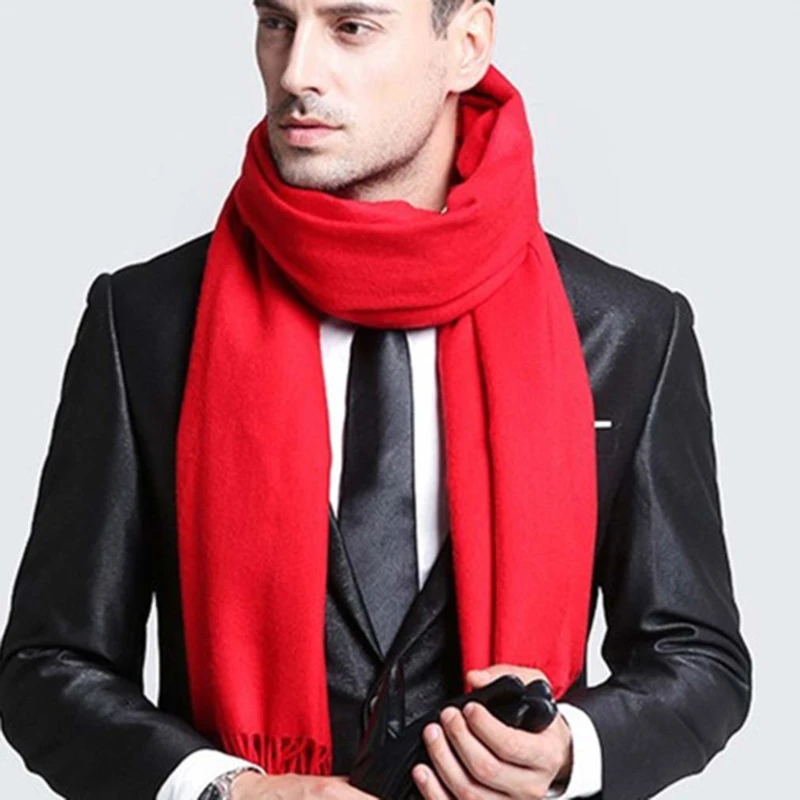 Klassische einfarbige Schals für Herren, kaschmirähnlicher, weicher, gestrickter, gestreifter Schal, lange Quaste, Halswärmer, Herren-Winterschal, 2025, neu Image