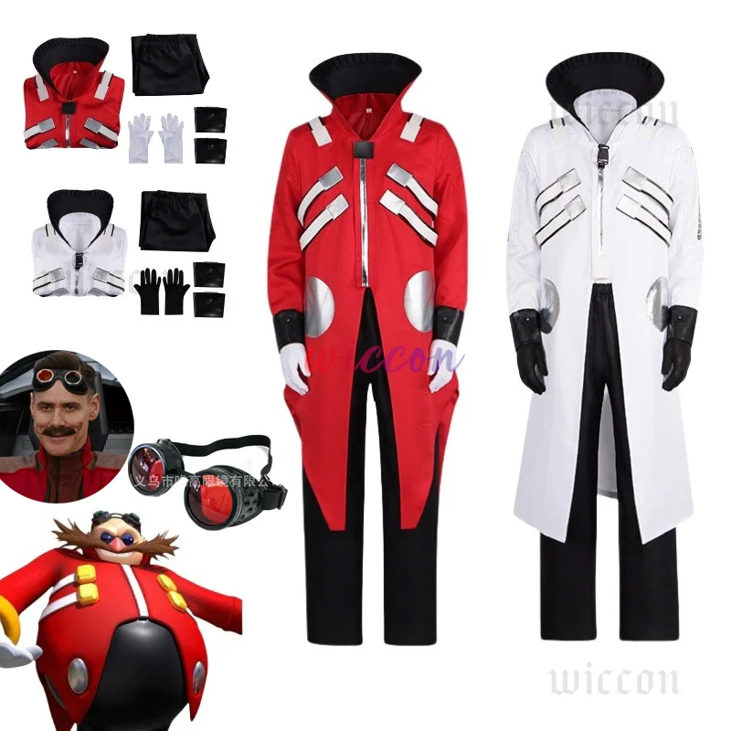 Anime Igel 2 Dr Eggman Cosplay Jacke Hosen Kostüm Männer Ivo Robotnik Graben Uniform Handschuhe Party Kleidung Image