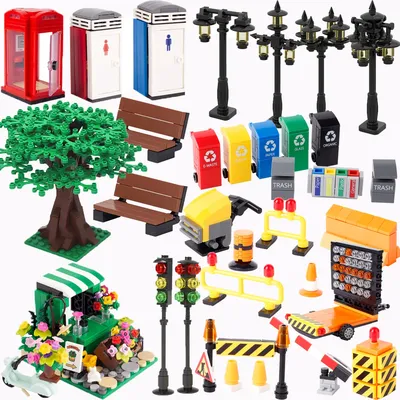 Stadt MOC Straße Lampe Baustein Lampe MOC Kompatibel mit Ziegel Halloween Bat Lampe Modell Teile Image