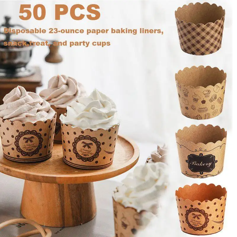 50 Teile/paket Cupcake Pappbecher Wrapper Backförmchen Set Bäckerei Party Supplies Hochzeit Kuchen Form Muffin Cupcake Liner