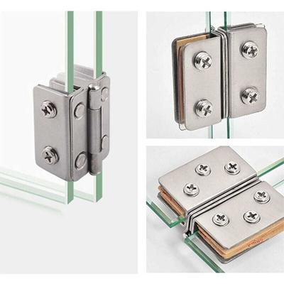 4 Stück Edelstahl-Glastürscharniere 180° Öffnungswinkel für 5–8 mm dickes Glas – Image