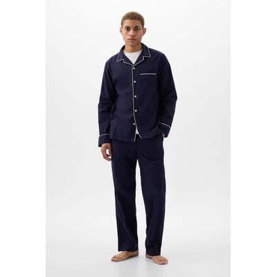 Gap Mens Navy Blue Cotton Poplin Long Pyjamas - Navy Blue