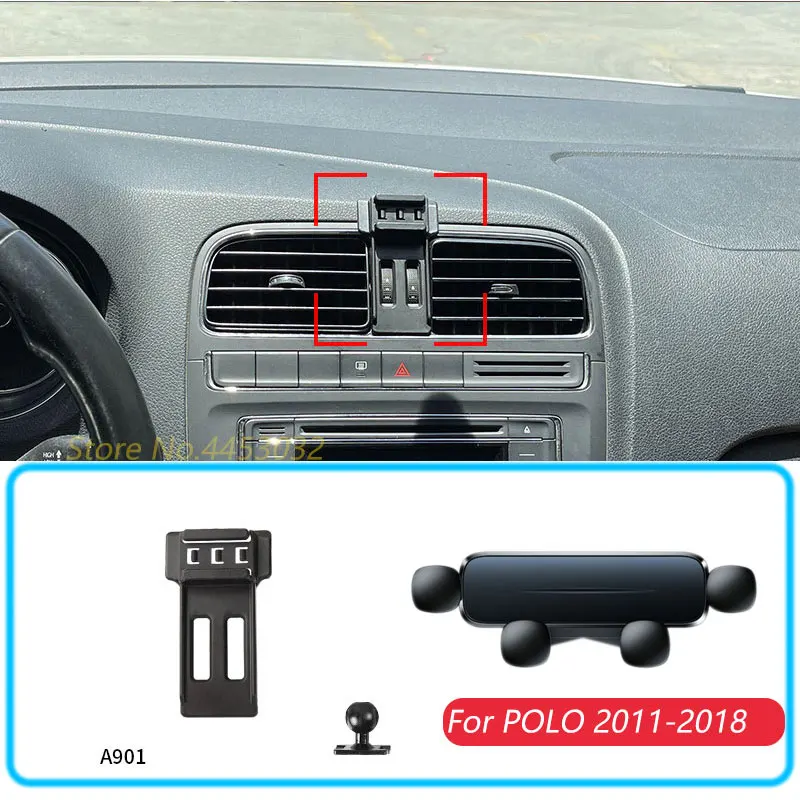Auto Telefon Halter Für Volkswagen POLO 2011-2018 Schwerkraft Ständer Halterung Unterstützung Horizontale GPS Mobile Halterung Zubehör Mit basis Image