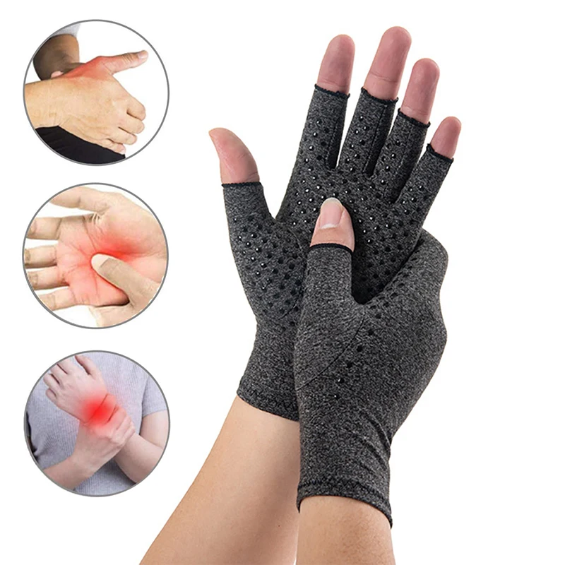 1 Paar Kompressions-Arthritis-Handschuhe, Rehabilitation, fingerlose Fäustlinge, rutschfest, Radfahren, Sport, Handgelenkstütze, Armband, S/M/L/XL Image