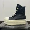 Ricks Herrenschuh, schwarzes Leder, hohe Schuhe, Damen-Sneaker, Owens, lässiger Stiefel,