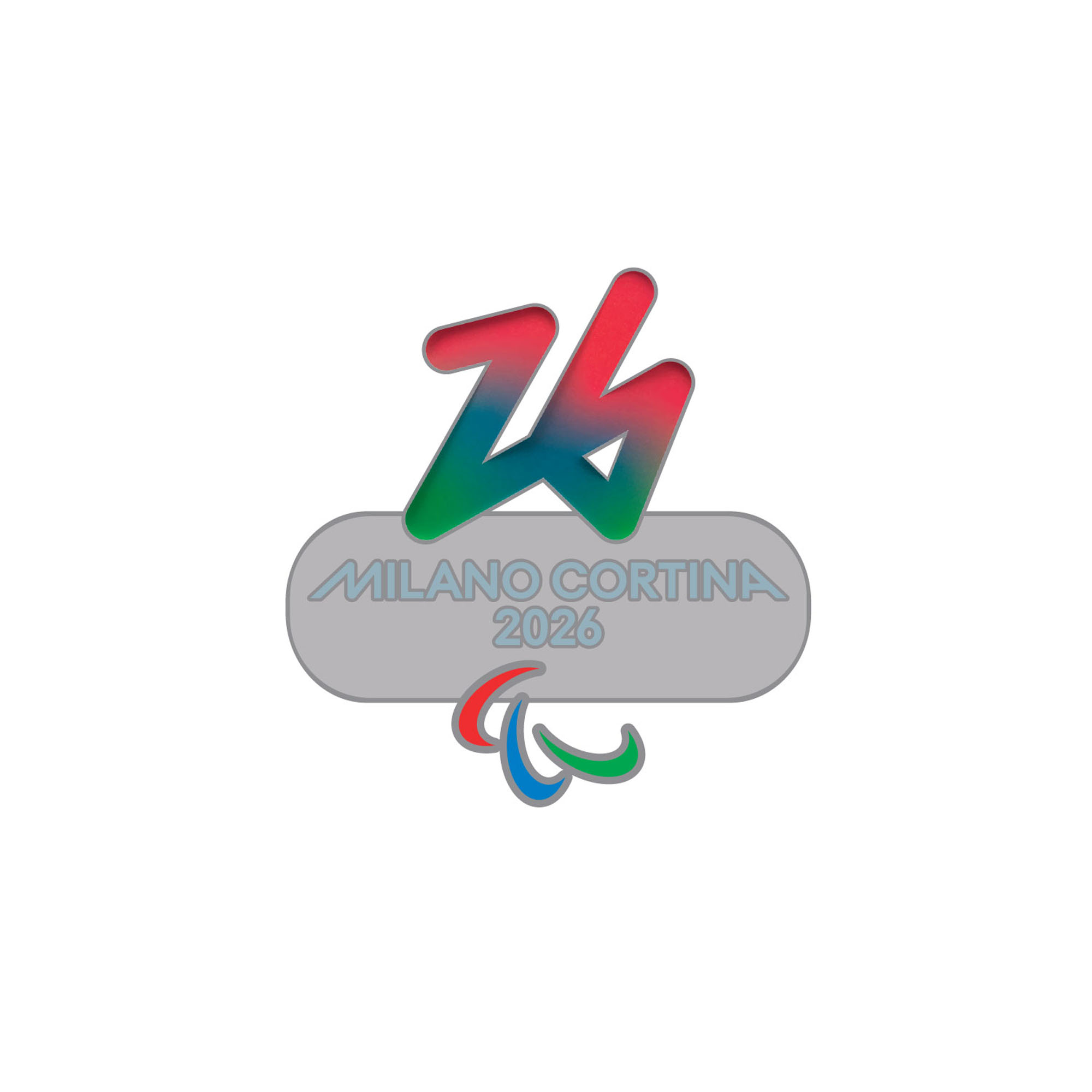 Milano Cortina 2026 Paralympics Hologramm-Anstecker mit ausgeschnittenem Logo Image